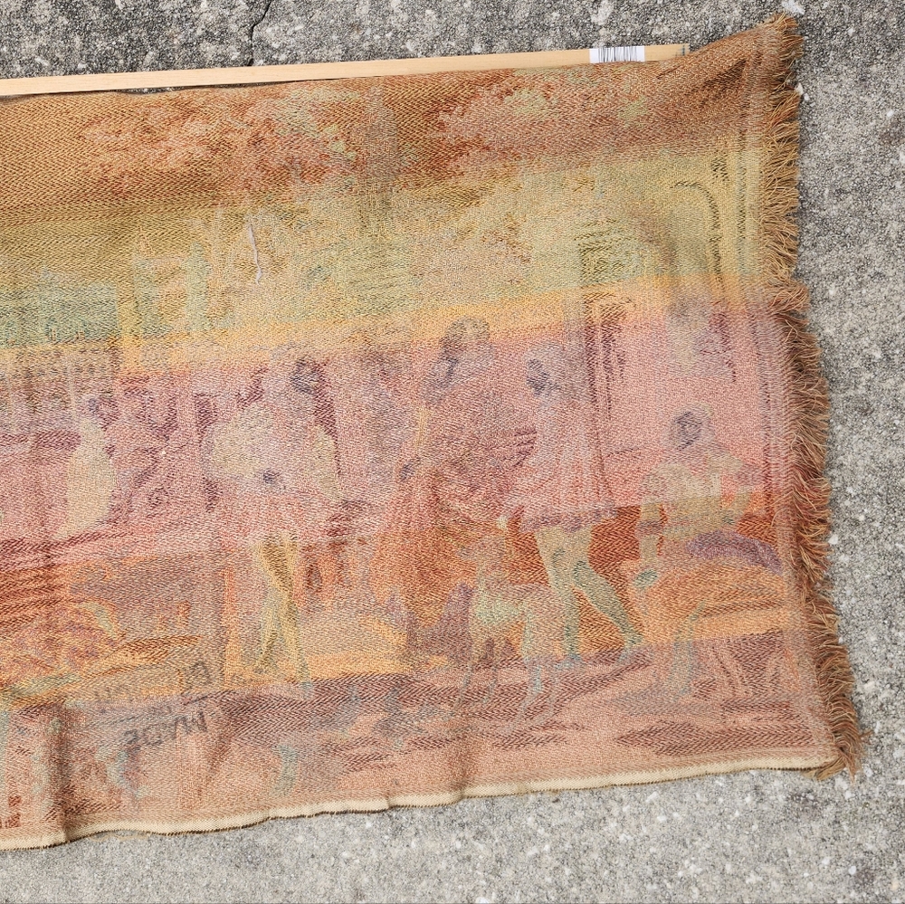 Vintage Antique Woven Tapestry Wall Hanging French 19 X 40 Made In Belgium - Picture 3 of 12